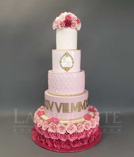 Свадебный торт с розами №1082