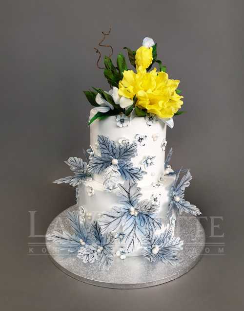 Свадебный торт с цветами №1088