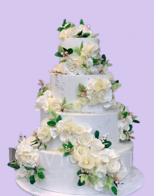 Свадебный торт с цветами №1087