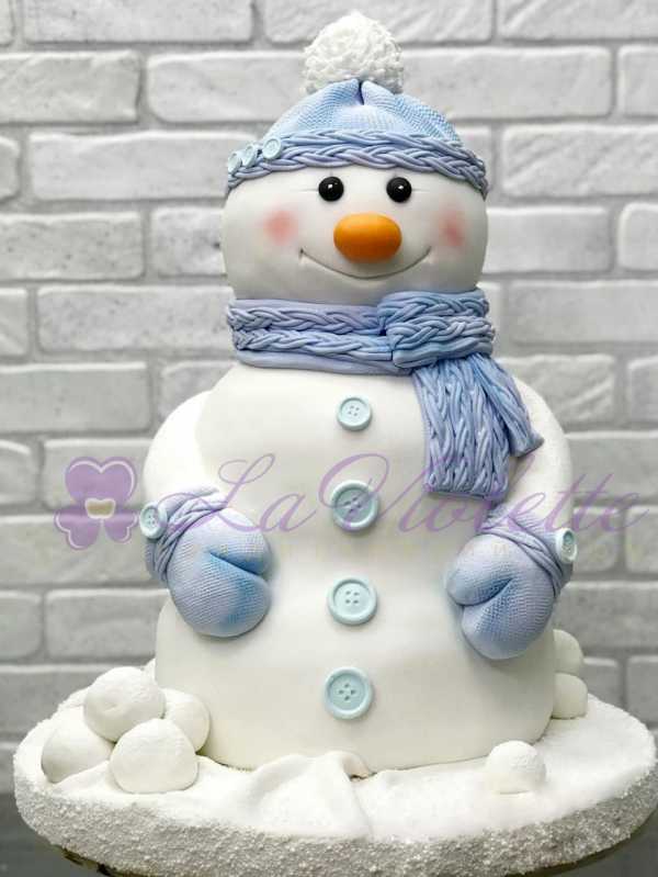 Новогодний торт снеговик №841